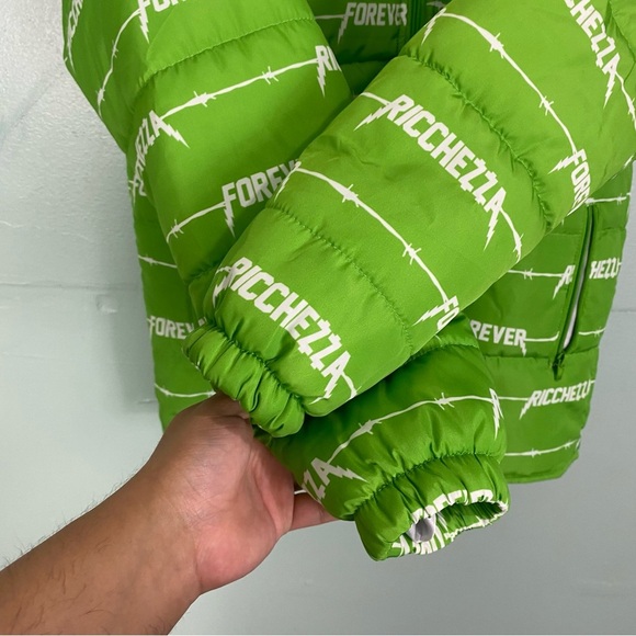 Ricchezza Forever Green Zip Up Jacket Puffer Sz S - Picture 3 of 6